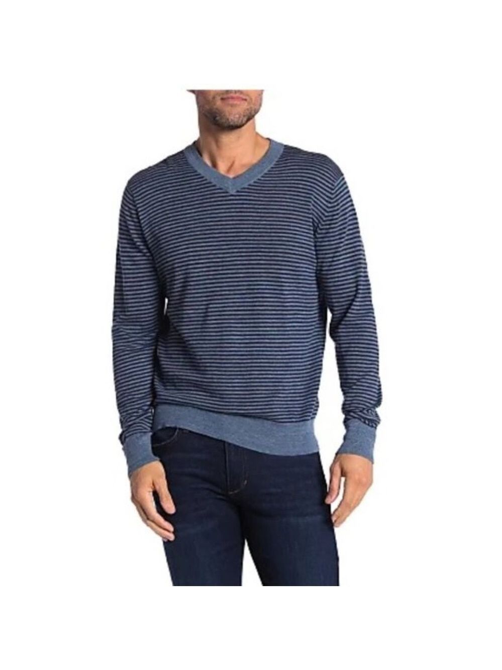 GRAYERS Bleecker Stripe V Neck Sweater